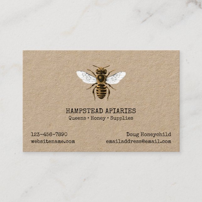 Honeybee Rustic Apiary Business Card (Front)