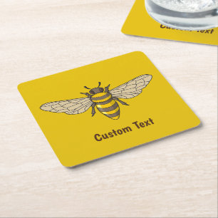 Honeybee Square Paper Coaster
