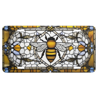 honeybee stained glass license plate