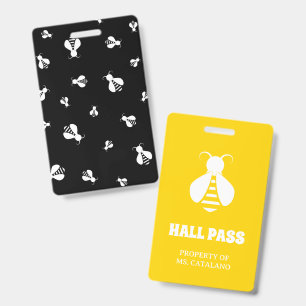 honeybee Teacher Hall Pass Badge