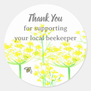 Honeybee Thank You For Supporting Local Beekeeper Classic Round Sticker