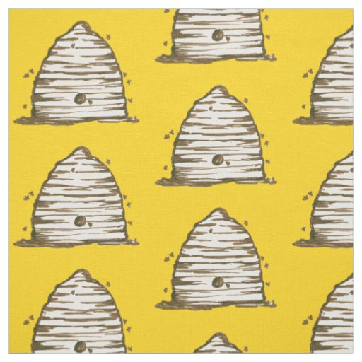 Honeybee Vintage Skep Beehive Yellow Fabric