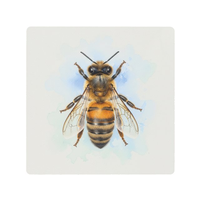 Honeybee – Watercolor Guardian Metal Print (Front)
