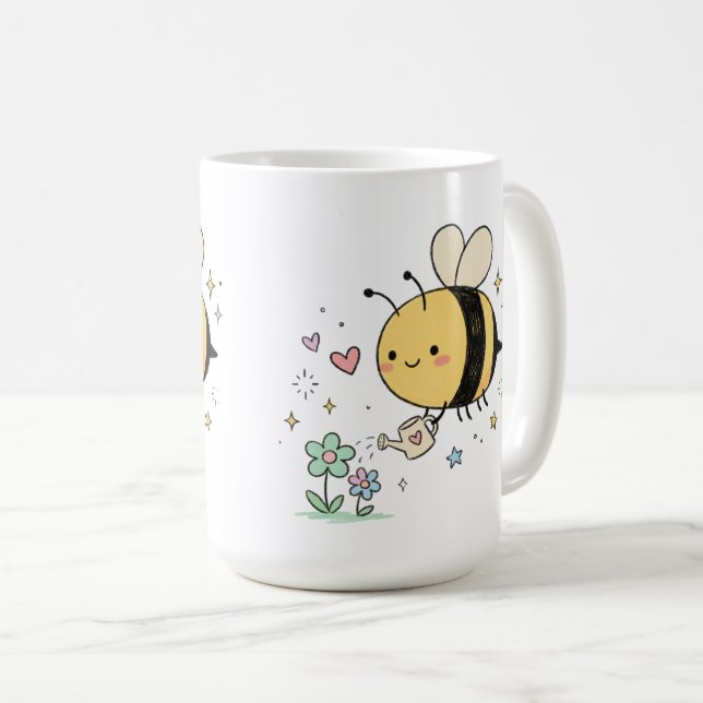  Honeybee Watering Wildflowers Pollinator Garden  Coffee Mug (Front Right)