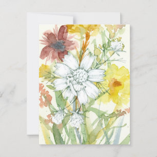 Honeybee White Flower Pollinator Garden Watercolor Postcard