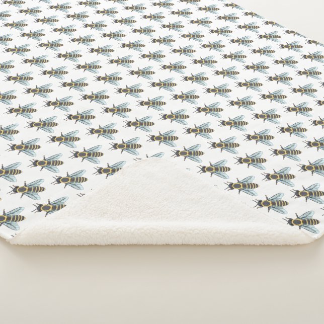 Honeybee (white) - Sherpa Blanket (3/4)