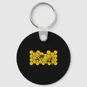 Honeybee wildflower save bee botanical nature eart keychain