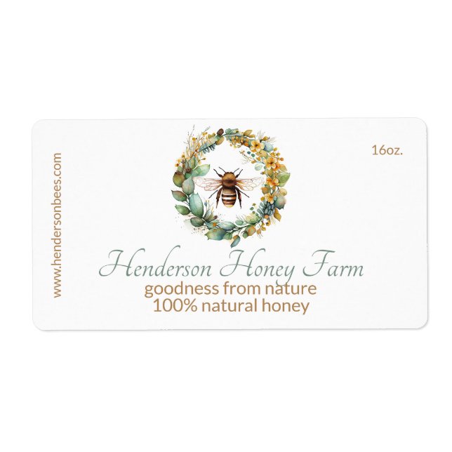 Honeybee Wreath Business Label (Front)