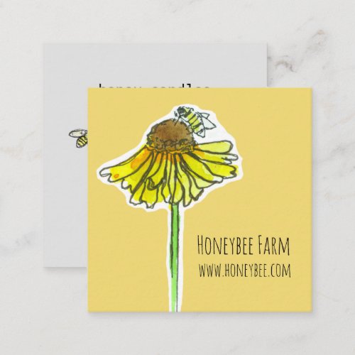 Honeybee Yellow Wildflower Soap Candles Honeycomb Square Business Card