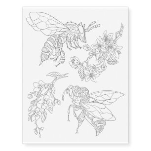 Honeybees and Blossom Branches Temporary Tattoos