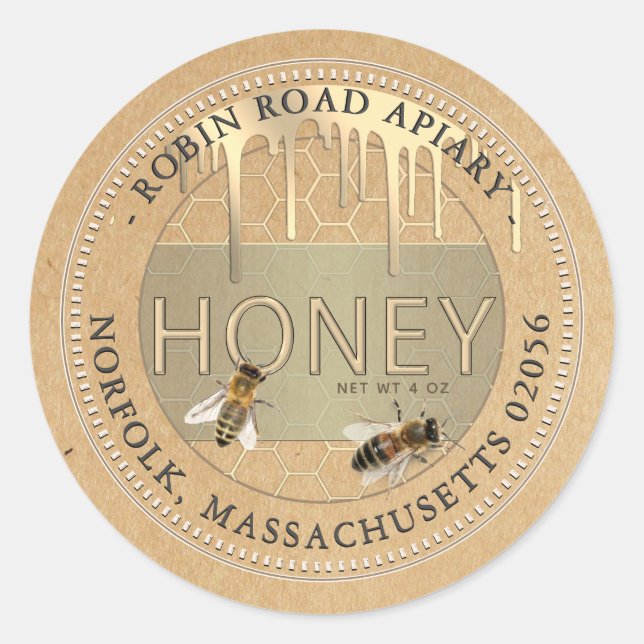 Honeybees and Comb Honey Label (Front)