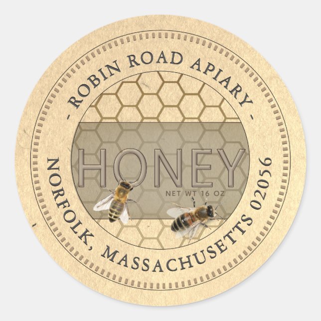Honeybees and Comb Honey Label (Front)