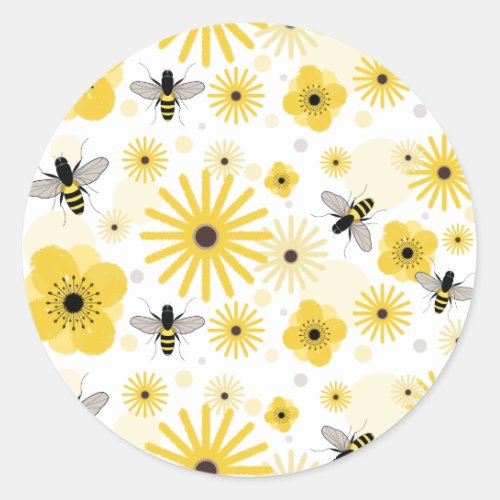 Honeybees  Flowers Envelope Seal Sticker