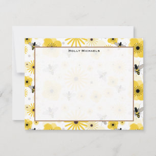 Honeybees & Flowers Flat Notecards
