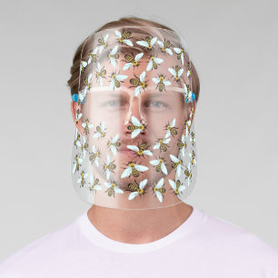 Honeybees Funny Bees Insects Crawling on You Face Shield