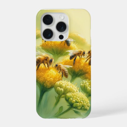 Honeybees Gathering Nectar REF258 _ Watercolor iPhone 15 Pro Case