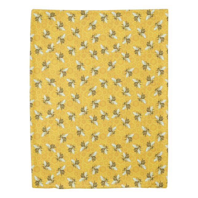 Honeybees Honeycomb Beehive Bee Nature Pattern Duvet Cover (Front)