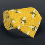 Honeybees Honeycomb Beehive Bee Pattern Insect Tie<br><div class="desc">This sweet bee pattern design shows honeybees over a light,  bright golden-yellow honeycomb background. The yellow and black bees have gossamer white-blue wings. They're crawling over the honeycomb inside their beehive. This original,  nature - inspired design is perfect for a pretty,  country decor theme.</div>