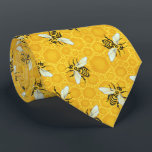 Honeybees Honeycomb Beehive Bee Pattern Insect Tie<br><div class="desc">This sweet bee pattern design shows honeybees over a light,  bright golden-yellow honeycomb background. The yellow and black bees have gossamer white-blue wings. They're crawling over the honeycomb inside their beehive. This original,  nature - inspired design is perfect for a pretty,  country decor theme.</div>