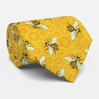 Honeybees Honeycomb Beehive Bee Pattern Insect Tie