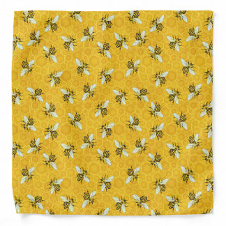 Honeybees Honeycomb Bumble Bee Hive Pattern Bandana