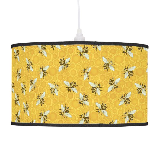 Honeybees Honeycomb Bumble Bee Hive Pattern Ceiling Lamp (Back)