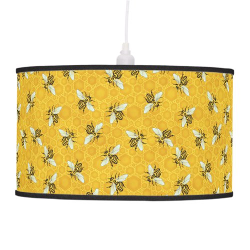 Honeybees Honeycomb Bumble Bee Hive Pattern Ceiling Lamp