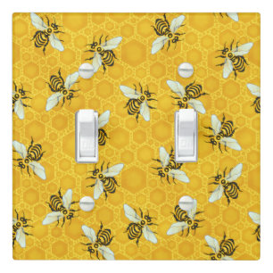 Honeybees Honeycomb Bumble Bee Hive Pattern Light Switch Cover