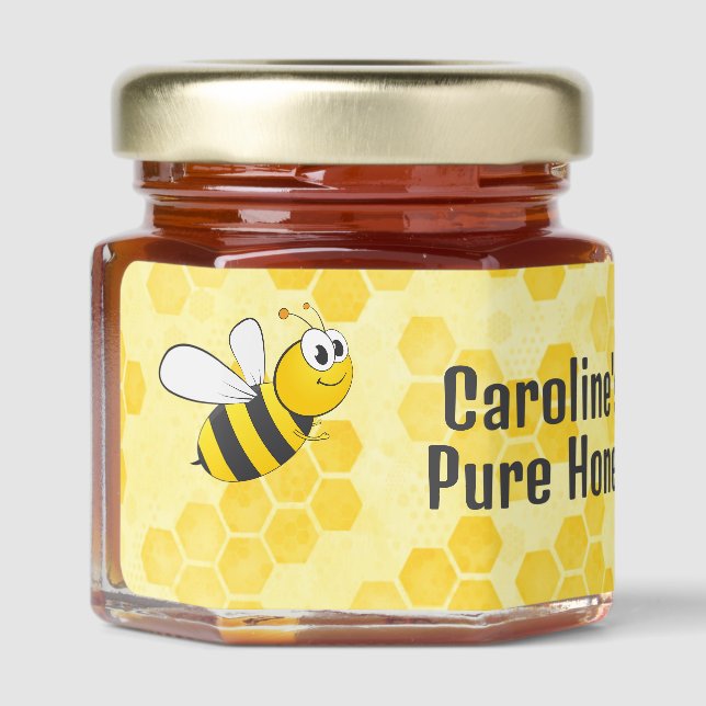 Honeybees Honeycomb Design Honey Jar Favors (Left)