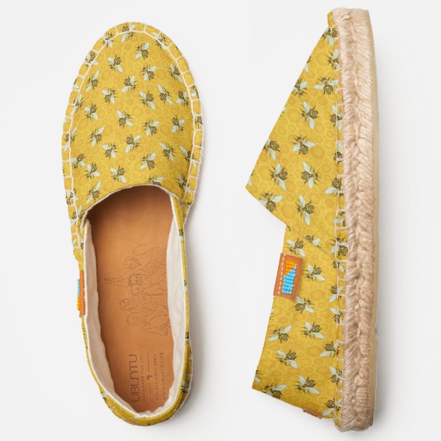 Honeybees Honeycomb Hive Bumble Bee Pattern Espadrilles (Side)