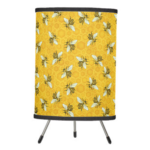Honeybees Honeycomb Nature Bee Hive Pattern Tripod Lamp