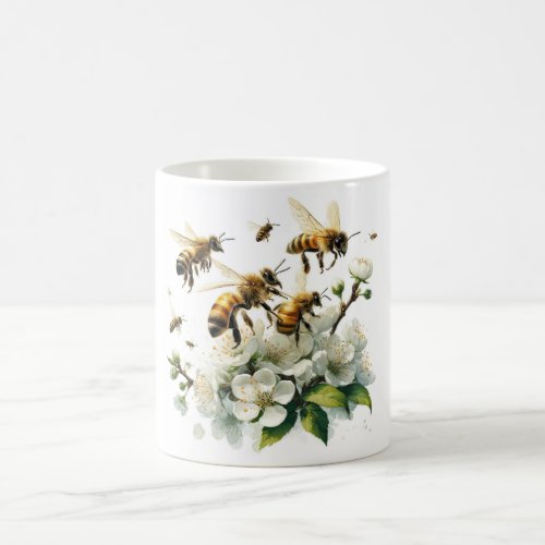 Honeybees in Bloom REF221 _ Watercolor Coffee Mug