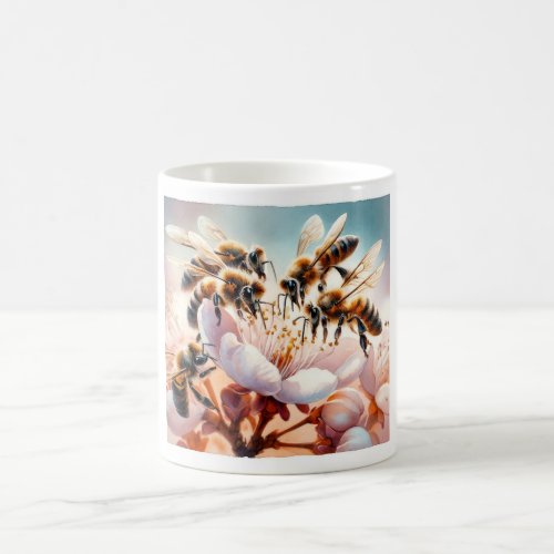 Honeybees in Blossom REF186 _ Watercolor Coffee Mug