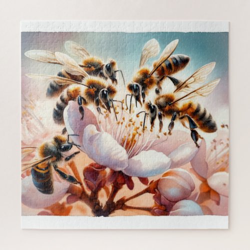 Honeybees in Blossom REF186 _ Watercolor Jigsaw Puzzle