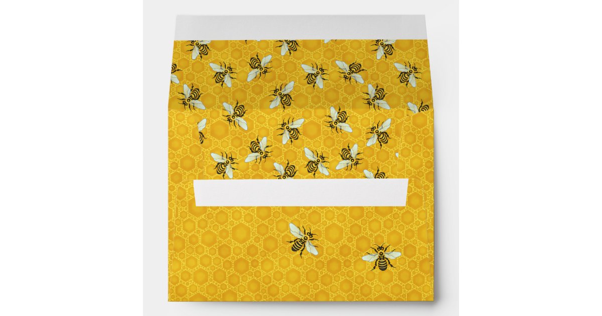 Honeybees on Honeycomb Apiary Bee Honey Pattern Envelope | Zazzle