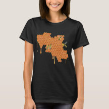 Honeybees on Honeycomb, Dripping Honey, Bee
