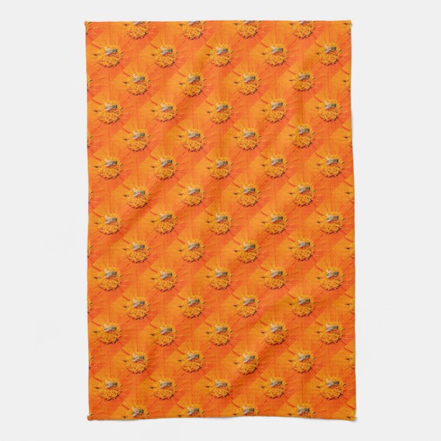honeybees on orange flowers towel (Vertical)