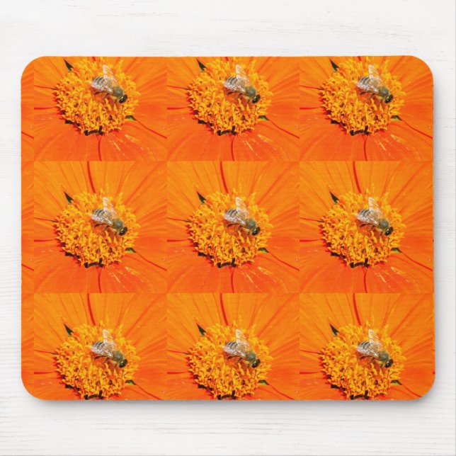 honeybees on orange mousepad (Front)