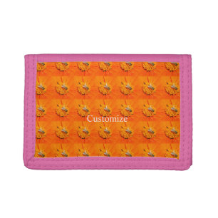 honeybees on orange trifold wallet