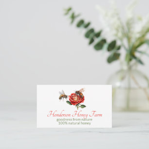 Honeybees on Red Rose Business Card