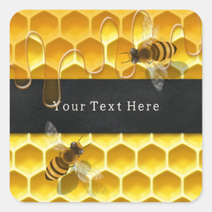 Honeybees over Golden Honeycomb Custom Apiculture Square Sticker
