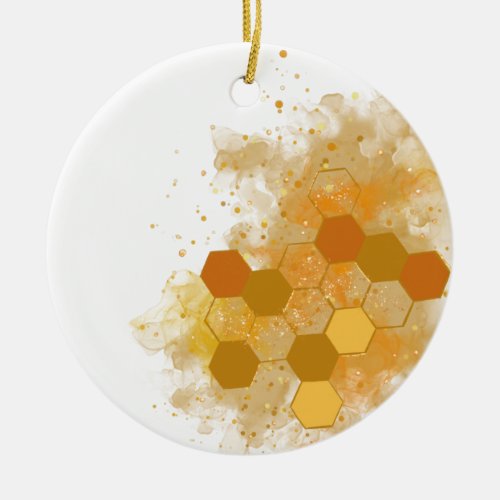 Honeycomb Alcohol Ink  Ceramic Ornament