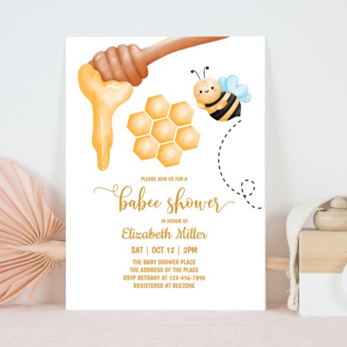 HoneyComb and Bee Baby Shower Invitation