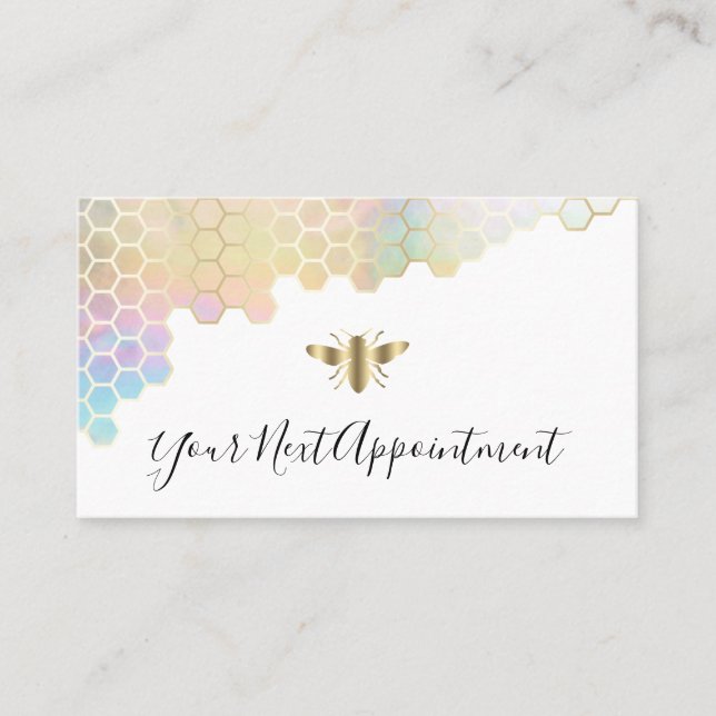honeycomb and bee logo appointment card (Front)