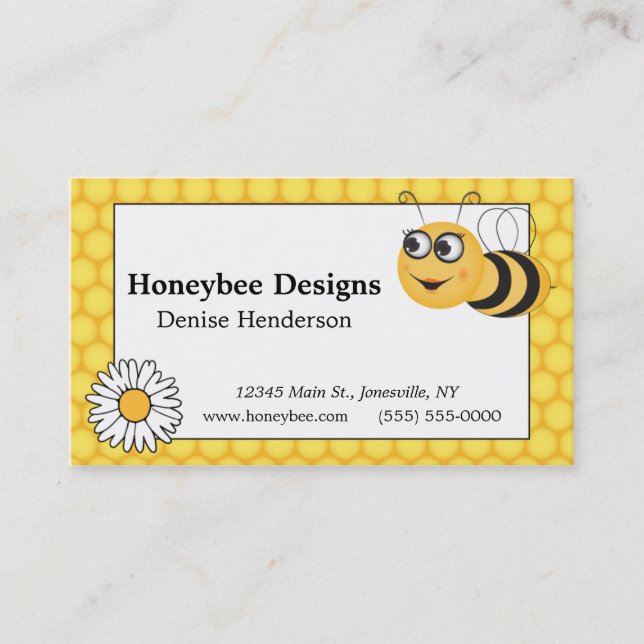 Honeycomb and Bee Personalized Business Card (Front)