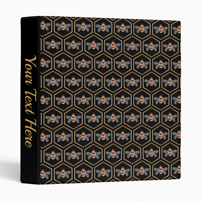 Honeycomb And Bees 3 Ring Binder (Front/Spine)
