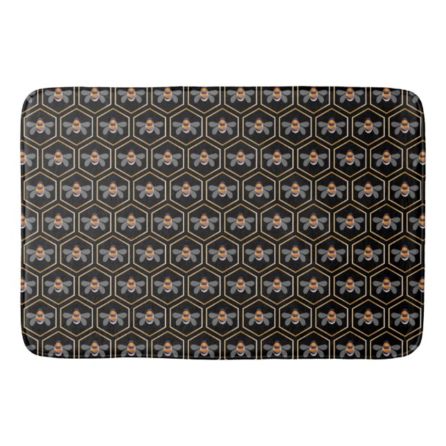 Honeycomb And Bees Bath Mat (Front)