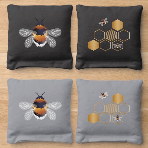 Honeycomb And Bees Cornhole Bags