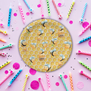 Honeycomb and Bees First Bee-day Paper Plates