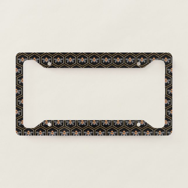 Honeycomb And Bees License Plate Frame (Front)